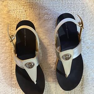 Tommy Hilfiger Silver and White Wedge Sandal
